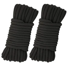 2Pcs Soft Cotton Rope 66Ft x 8MM Thick String Black Cotton Cord for Hanging C...