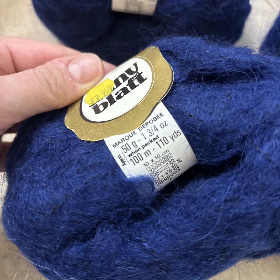 Lot of 6 Anny Blatt Yarn Viscose Wool Acrylic Blend Blue Vintage Balls - Image 4 of 4