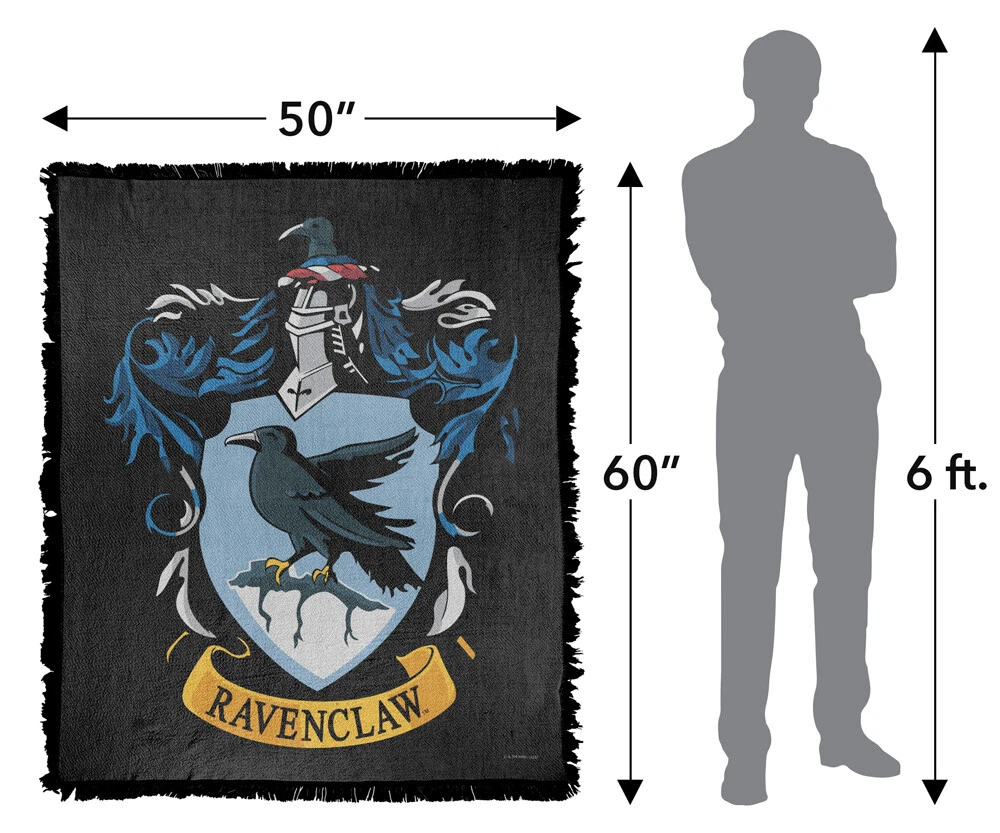 Harry Potter Blanket, 50"x60" Ravenclaw Crest Woven Blend Throw