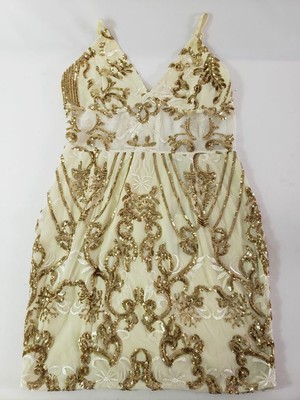 gold sheer strappy panel sequin bodycon dress