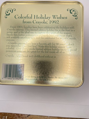 Vintage 1992 CRAYOLA Collectible Holiday Tin, Sealed, Never Opened - Picture 2 of 7