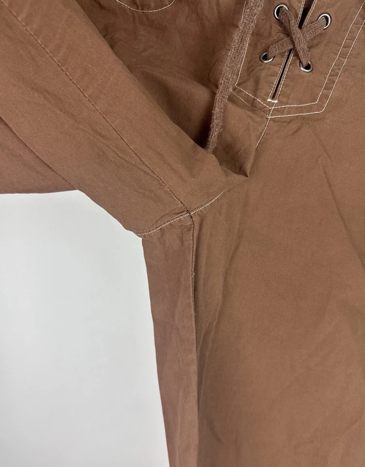 Pantalones Capri Vintage Años 90 Y2K 10/M Corsé Marrón Chocolate Con Cordones Boho Recortado Foto 4 de 4