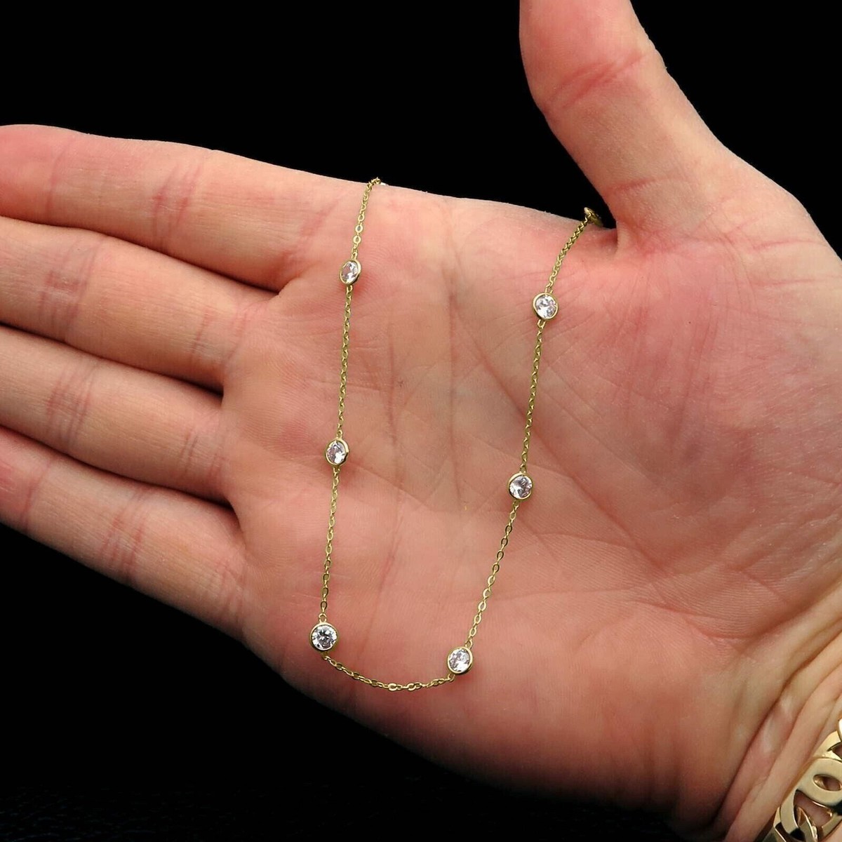 Ct Round Cubic Zirconia Bezel Set Station Necklace 18