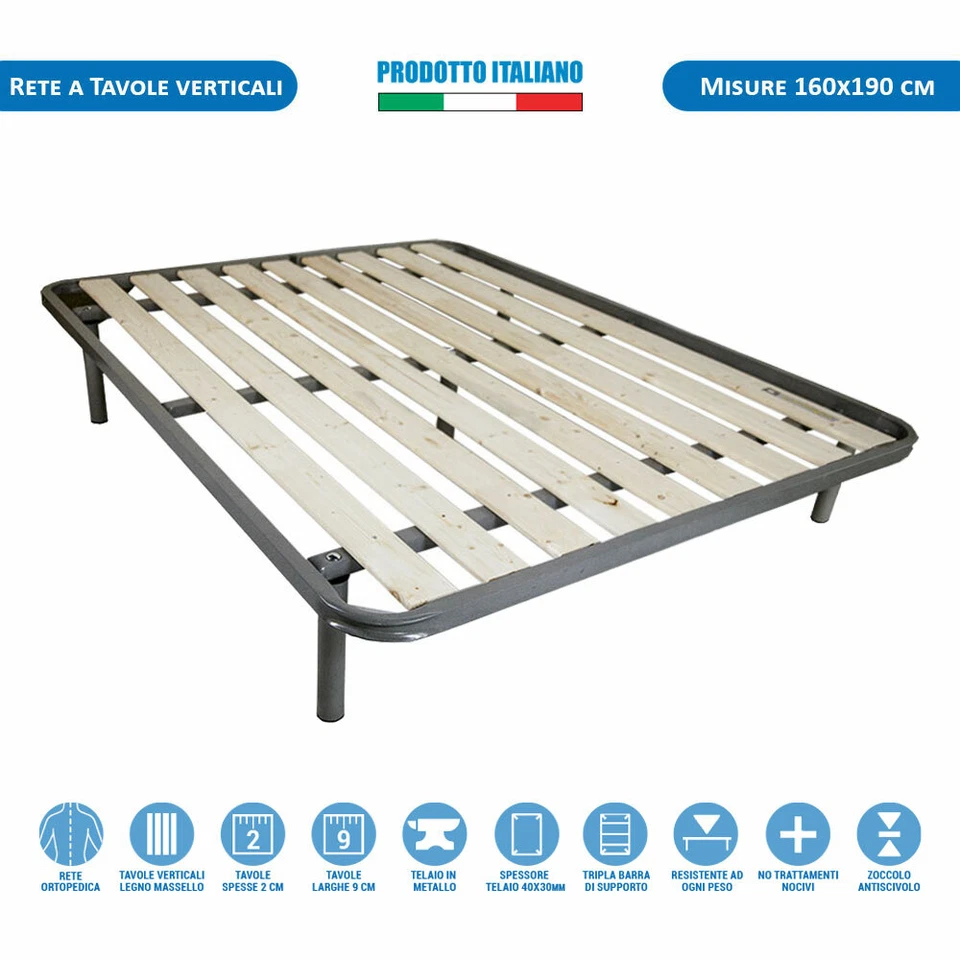 COMPRARREDO Rete a doghe verticali legno massello singola piazza e mezza matrimoniale