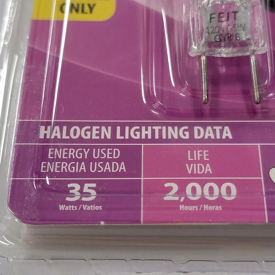 Feit 35 Watt Lightning Data Clear Bulb Dimmable BPQ35 GY8.6 Base 120V - Image 3 of 4