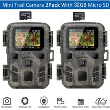 2er Mini Wildkamera 20MP 1080P Jagdkamera Fotofalle Nachtsicht Low Glow LED IP65