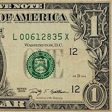X Note Fancy Serial Number One Dollar Bill L00612835X FW 2009 12.8 Million Run
