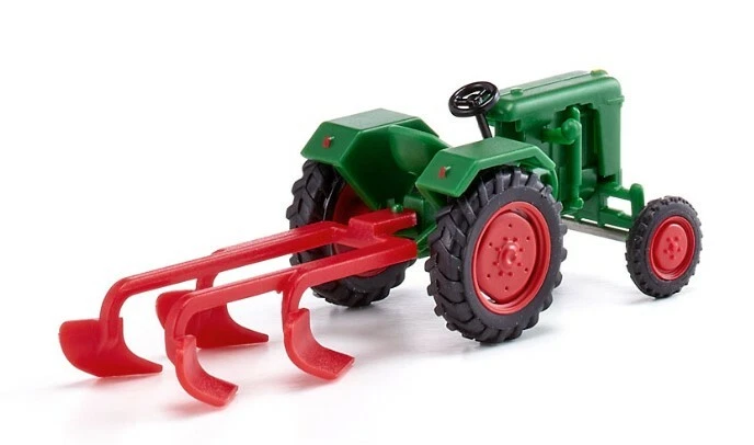 WIKING 039802 Scala HO Trattore Normag colore verde con aratro - Immagine 3 di 3