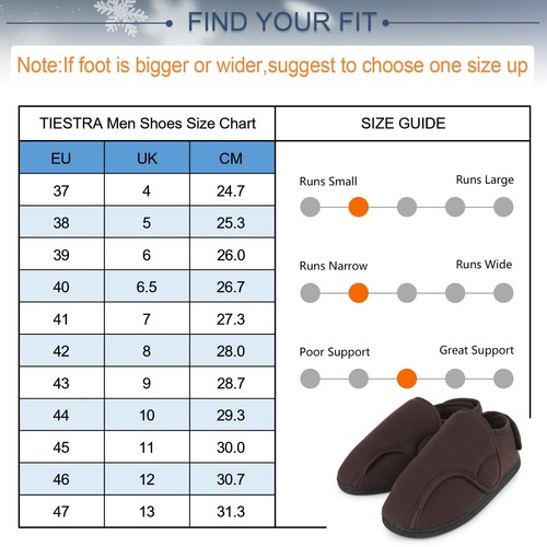 Mens Slippers Memory Foam Diabetic Slippers Wide Fit Adjustable House Shoes - Picture 29 of 29