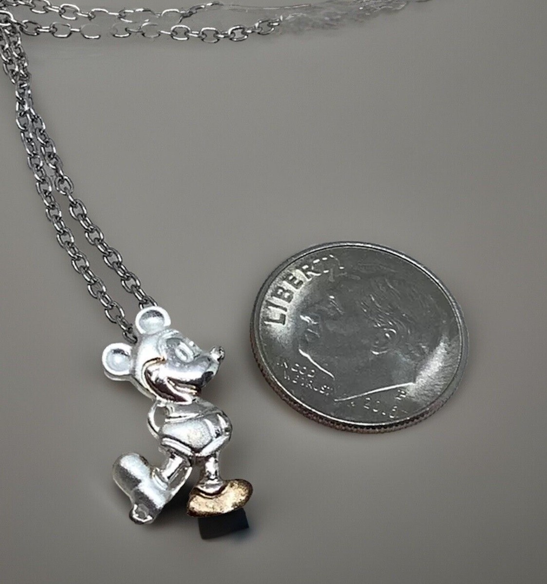 Vintage DISNEY MICKEY MOUSE 925 Sterling Vermeil Pendant Necklace