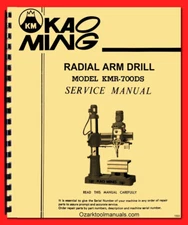 KAO MING Supermax KMR-700DS Radial Drill Instructions Service Parts Manual 1593