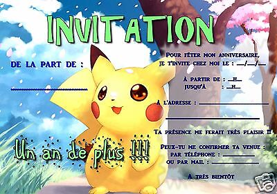 Invitation Pokémon. Invitation d'anniversaire Pokémon. Carte d'anniversaire  Pokémon. Fête Pokémon. Invitation Pokémon GO. Invitation Pikachu. -   France