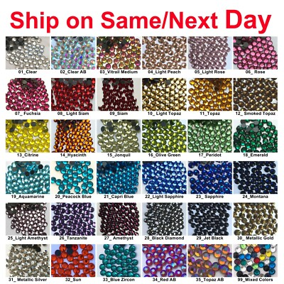 #ad #ad 1440 pcs DMC Iron On Hotfix Crystal Rhinestones Colors SS6 SS10 SS16 SS20 2 5mm $5.89