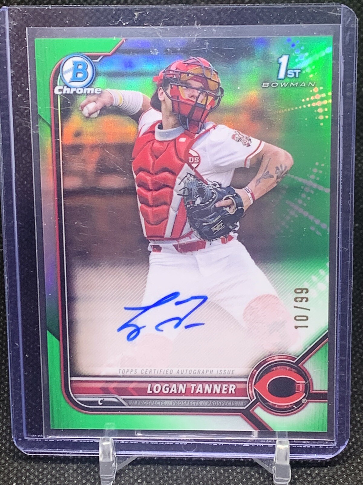 2022 Bowman Chrome Draft Logan Tanner Green Refractor 1st Prospect Auto #/99