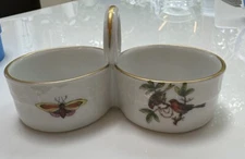 HEREND HUNGARY Rothschild Birds DOUBLE SALT DIP OPEN SALT CELLARS  1251 RO