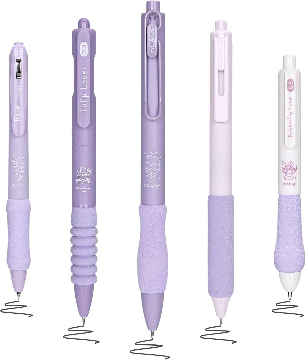 5Pcs Gel Pens, Quick Dry Pen Fine Point Black 0.5Mm, Aesthetic Stuff Retractable