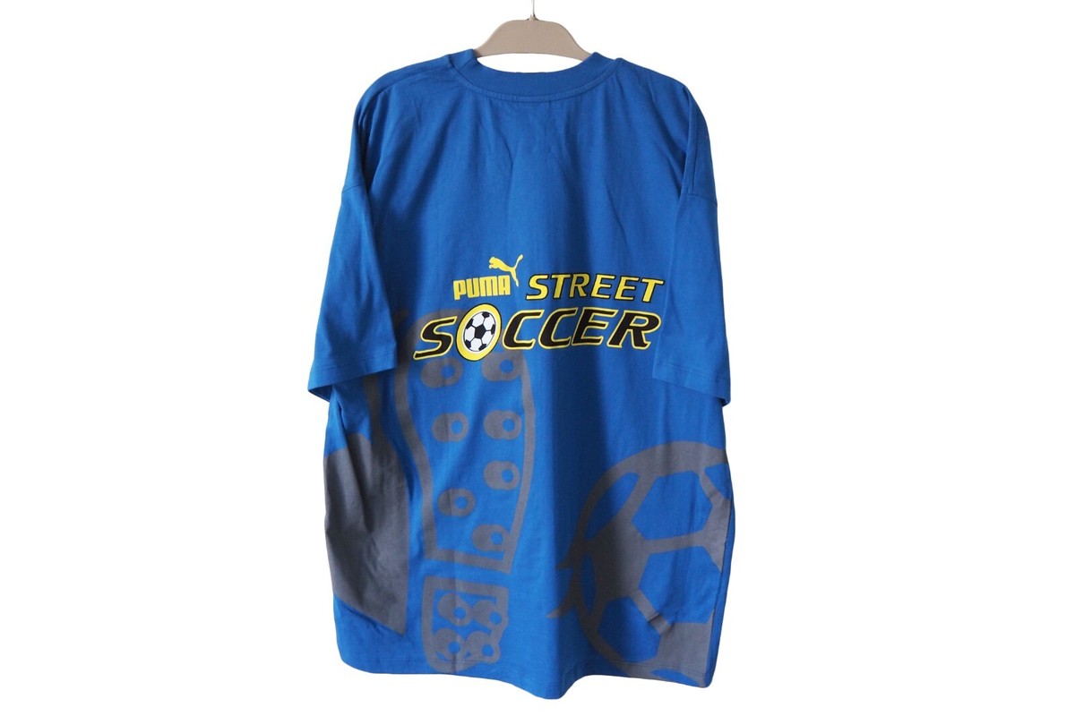 ウェア VTG 90S PUMA STREET SOCCER CLUB JERSEY Vintage PUMA Street Soccer T-Shirt Size XXL blue 90s style