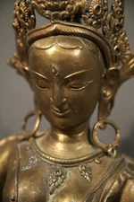 Chinese Buddha Decorative Gold Bronze Qing Dynasty Religious Oriental Art  