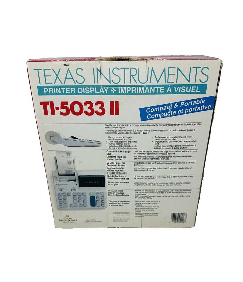Calculadora contable de impresión de 10 teclas Texas Instruments TI-5033 II PROBADA de colección Foto 4 de 4