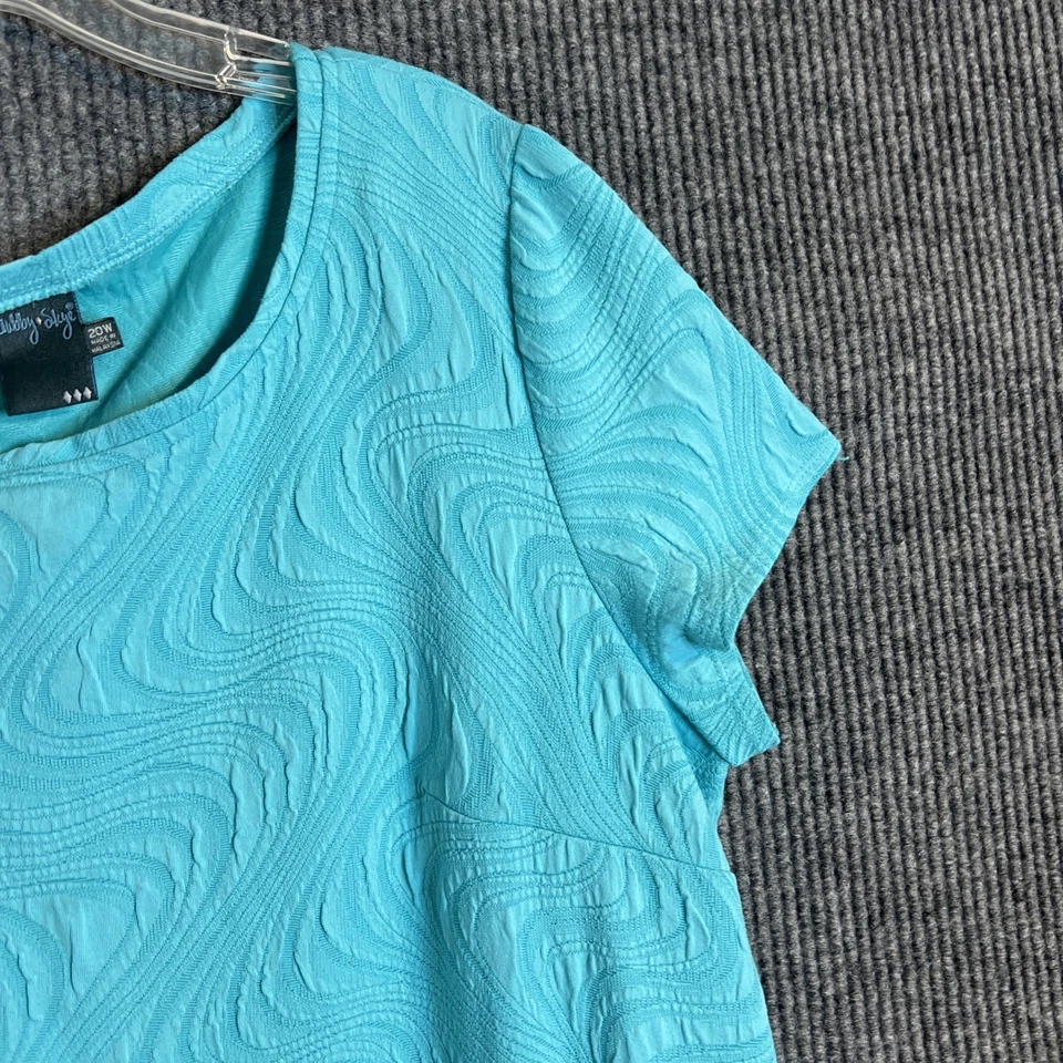 Vestido Gabby Skye Mujer Texturizado Talla 20W Azul Manga Corta Elastizado Informal Foto 4 de 4