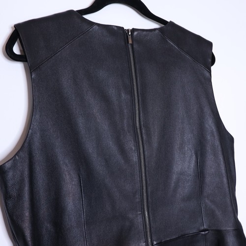 NEIMAN MARCUS Embellished Leather Peplum Top Black Sleeveless Women's XL - Picture 6 of 10