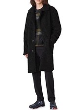 NWT KARL LAGERFELD PARIS Brown Water Resistant Sherpa Notched Lapel Coat Size Sm