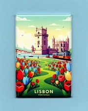 LISBON PORTUGAL TRAVEL POSTER *2X3 FRIDGE MAGNET* EUROPE MEDITERRANEAN TAGUS
