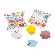 1 1/2" Mini Woodland Animal Mochi Squishies Valentine Exchanges with Cards for 1