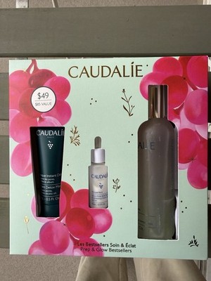 Caudalie Prep & Glow Bestsellers Set Detox Mask, Brightening Serum, Beauty Elix 