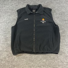 Marker Salt Lake 2002 Olympic Fleece Vest Large Black Full Zip Winter Games USA