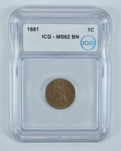 1881 Indian Head Cent MS62 BN ICG *9158