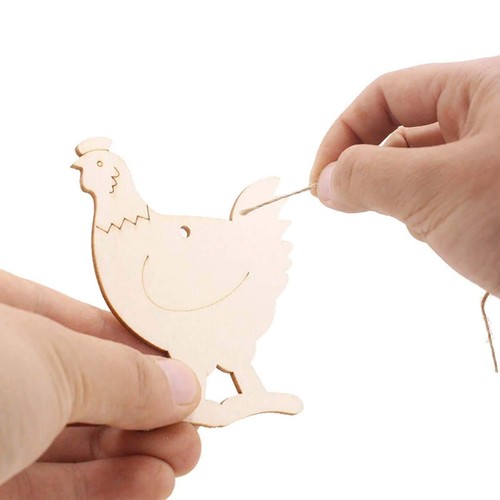 20pcs Hen Shaped Wood DIY Craft Cutouts Chicken Unfinished Wood Tags Ornament... - Picture 3 of 5