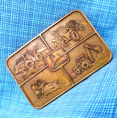 John Deere Promo Belt Buckle Log Skidder Loader Grader Backhoe Vtg 70s   .QRT406