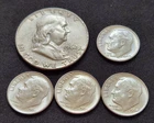 1962‑D Franklin Half + 4× 1964 Dimes • 90% Silver Lot • X157
