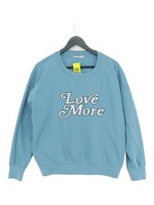 ANYDAY John Lewis Women's Hoodie M Blue Graphic Cotton with Polyester Pullover