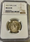 1917 Type 2 Standing Liberty 25 Cents QUARTER NGC MS63 Full Head nice coin!