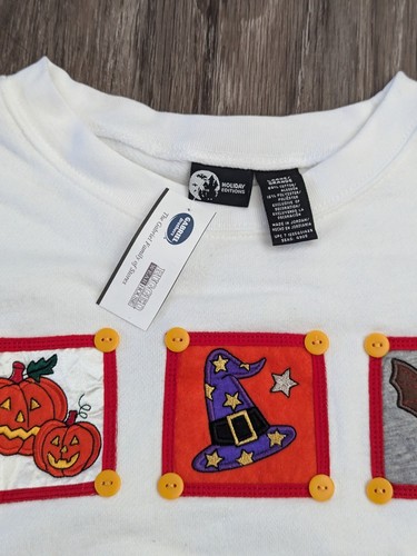 Halloween Sweater Women's Size Lrg Holiday Editions Pumpkins Bats & Witches Hat - Picture 12 of 15