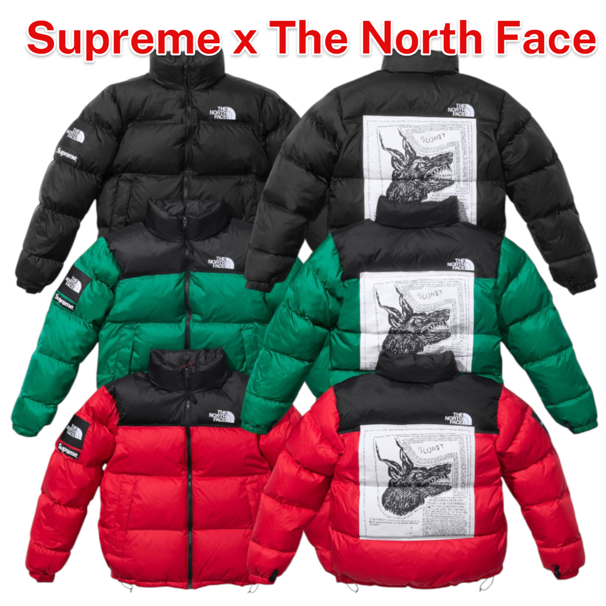 Supreme The North Face Nuptse Jacket 2024 FW Week9 Red Green Supreme The North Face Nuptse Jacket 2024 FW Week9 Red Green