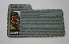 1989 Backblast G.I. JOE COBRA File Card Vintage Original