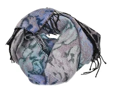 Steve Madden womens Rose Jacquard Blanket Scarf  wrap Blue 82" x 20"; one size