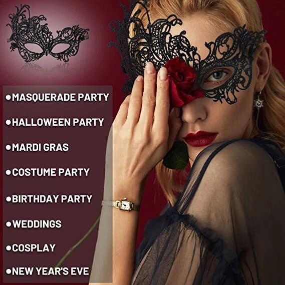 Máscara de olhos de renda feminina sexy máscaras rosto venda para os olhos fantasia decoração festa cosplay - Imagem 4 de 4