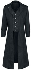 Gothic Steampunk Army Black Jacket Men's Punk Highwayman Regency Long Coat