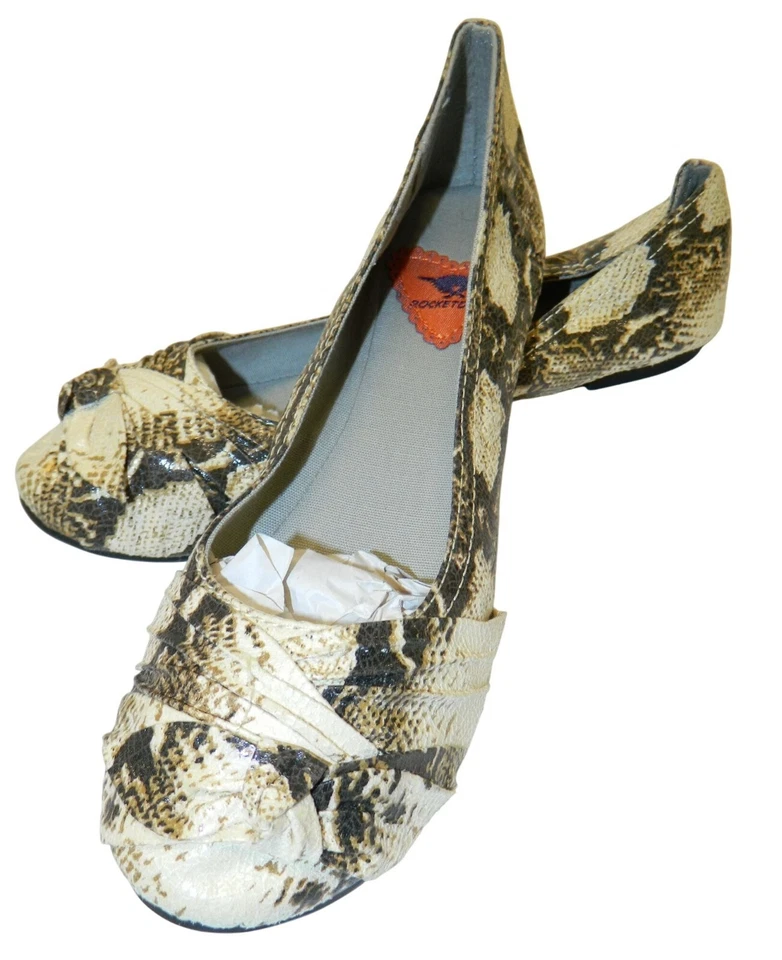 Rocket Dog Womens Ballet Flats 2 Pairs 7M Snakeskin & Teal Fabric Round Toe Slip - Image 2 of 4