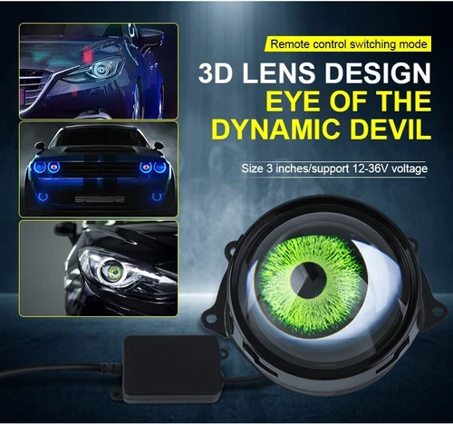 LED Dynamic Pupil Devil Eyes Remote Control Projector Lens Headlight 33 Modes - Bild 14 von 18
