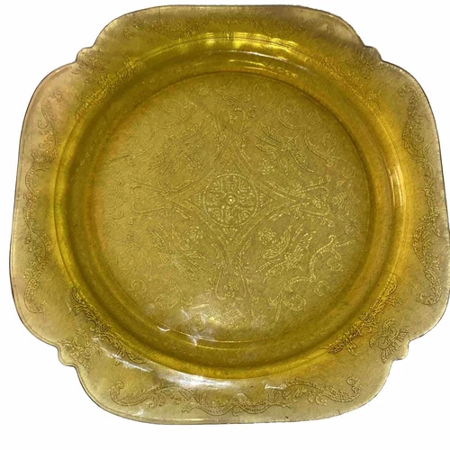 Vintage Yellow Recollection Madrid Pattern Depression Glass Dinner Plate