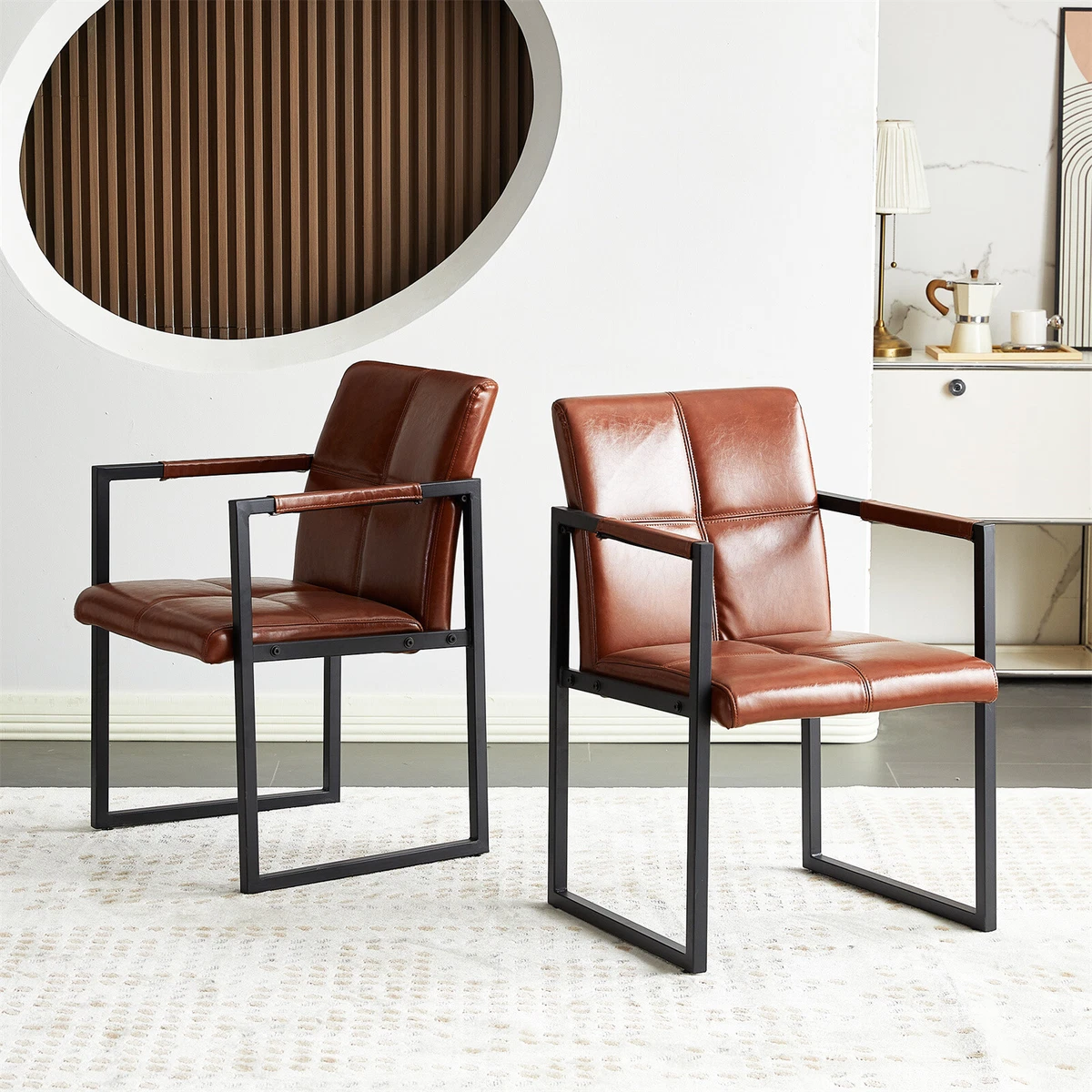 Set of 2 leather accent chairs online