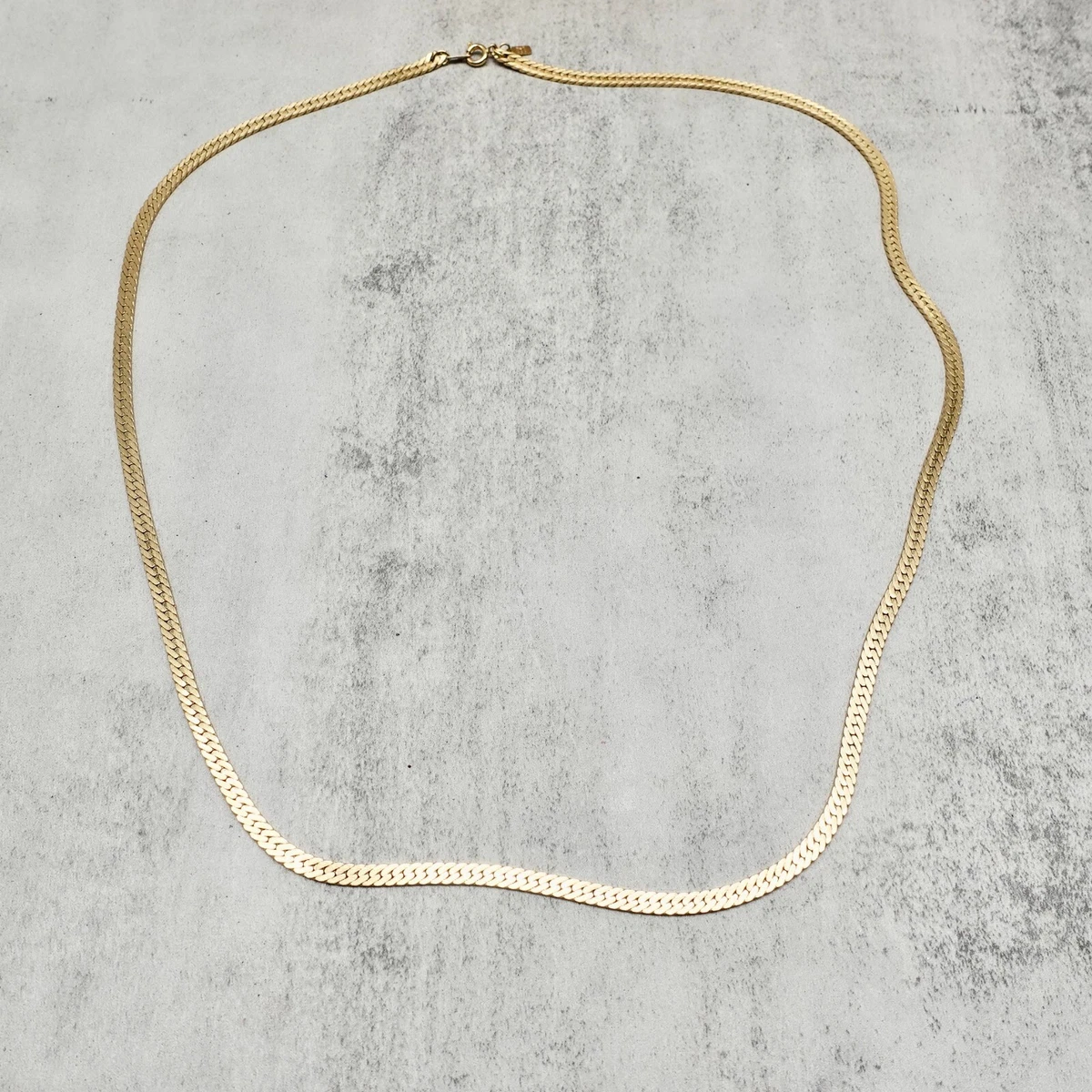 Vintage Merlite Necklace Gold Tone Herringbone Chain 24 Inch