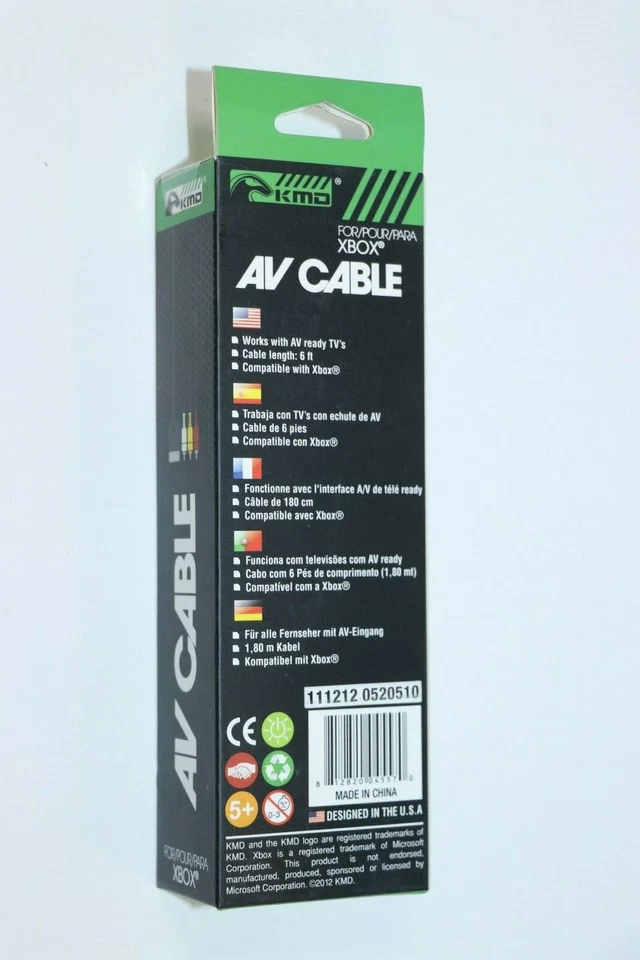 New KMD 6FT Composite AV Cable for the Original Microsoft Xbox - Image 2 of 2