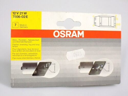 2er Pack Osram 7506-02E P21W 12V Glühlampen für Blinker Bremslicht Rückfahrlicht - Bild 1 von 1