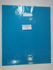 100 Qty. 15" x 18" x 4" Teal Glossy Low Density Merchandise Retail Shopping Bags